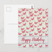 rosa Schmetterlinge Postkarte (Vorne/Hinten)