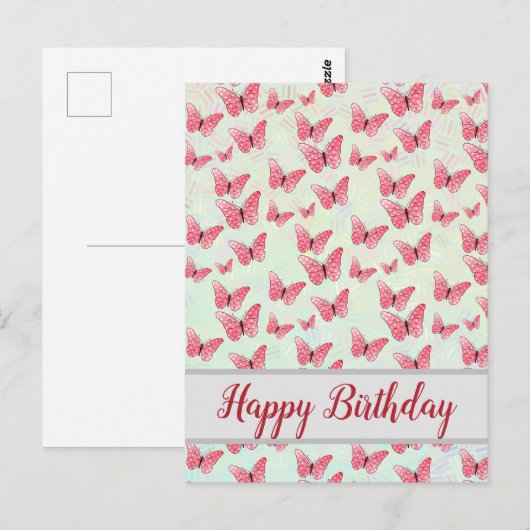 rosa Schmetterlinge Postkarte (Vorne/Hinten)