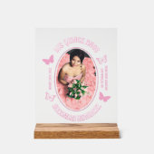 Rosa Schmetterlinge Quinceanera Acrylschild (Vorderseite)