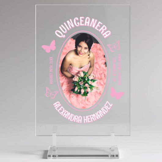 Rosa Schmetterlinge Quinceanera Acrylschild