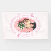 Rosa Schmetterlinge Quinceanera Banner (Horizontal)