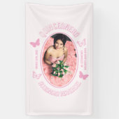 Rosa Schmetterlinge Quinceanera Banner (Vertikal)
