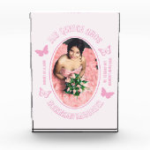Rosa Schmetterlinge Quinceanera Fotoblock (Vorderseite)