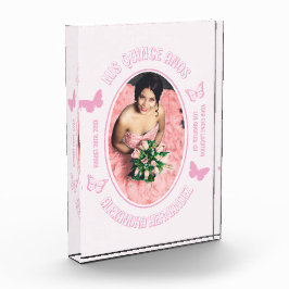 Rosa Schmetterlinge Quinceanera Fotoblock