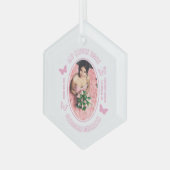 Rosa Schmetterlinge Quinceanera Ornament Aus Glas (Vorderseite Links)