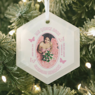 Rosa Schmetterlinge Quinceanera Ornament Aus Glas