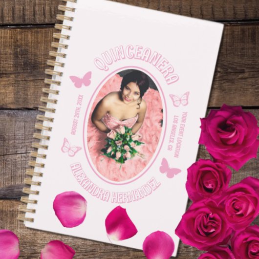 Rosa Schmetterlinge Quinceanera Planer
