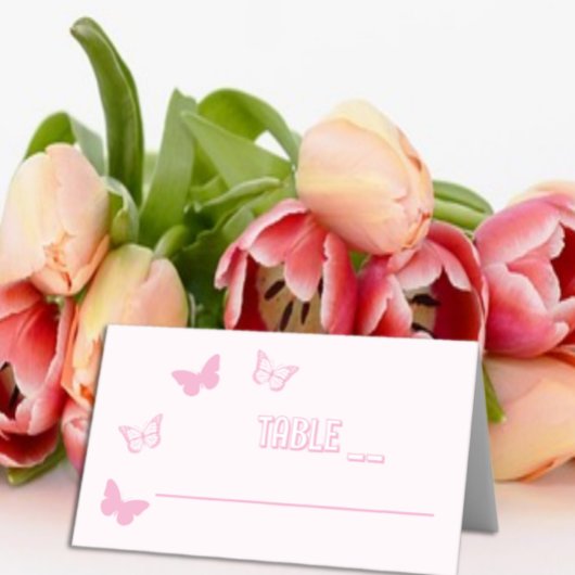 Rosa Schmetterlinge Quinceanera Platzkarte