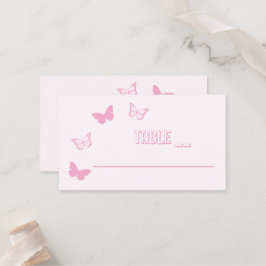 Rosa Schmetterlinge Quinceanera Platzkarte