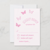 Rosa Schmetterlinge Quinceanera RSVP Karte (Vorderseite)