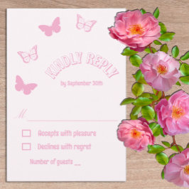 Rosa Schmetterlinge Quinceanera RSVP Karte