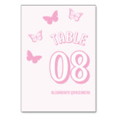 Rosa Schmetterlinge Quinceanera Tischnummer (Vorderseite)