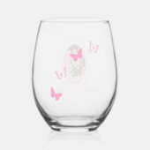 Rosa Schmetterlinge Quinceanera Weinglas Ohne Stiel (Rückseite)