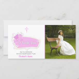 Rosa Schmetterlinge religiöse Fotokarte Dankeskarte