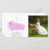 Rosa Schmetterlinge religiöse Fotokarte Dankeskarte (Vorne/Hinten)