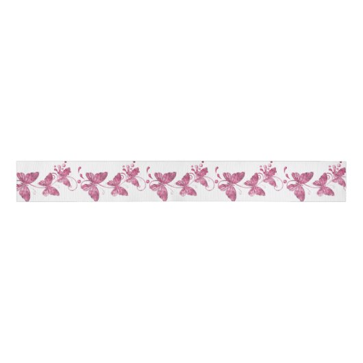 Rosa Schmetterlinge Ribbon Spool Ripsband (Vorderseite)