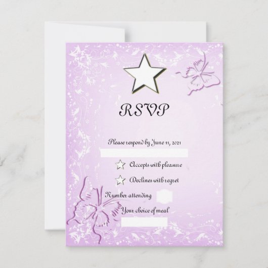 Rosa Schmetterlinge RSVP Karte (Vorderseite)