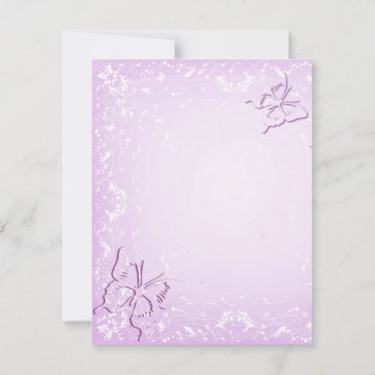 Rosa Schmetterlinge RSVP Karte (Rückseite)