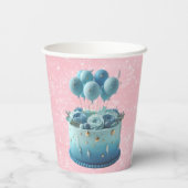 Rosa Schmetterlinge schwimmende Mädchen 1. Geburts Pappbecher (Rückseite)