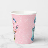 Rosa Schmetterlinge schwimmende Mädchen 1. Geburts Pappbecher (Links)