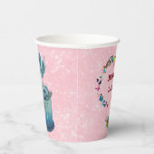 Rosa Schmetterlinge schwimmende Mädchen 1. Geburts Pappbecher (Rechts)