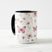 Rosa Schmetterlinge Tasse (Vorderseite Links)
