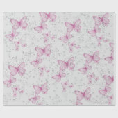 Rosa Schmetterlinge und Blasen Geschenkpapier (Flach)