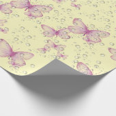 Rosa Schmetterlinge und Blasen Geschenkpapier (Ecke)