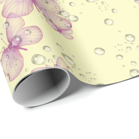 Rosa Schmetterlinge und Blasen Geschenkpapier (Rolleneckpunkt)
