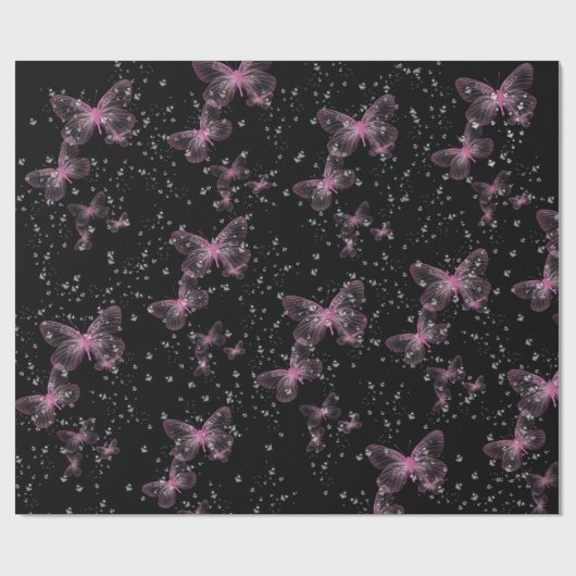 Rosa Schmetterlinge und Blasen Geschenkpapier (Flach)