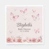 Rosa Schmetterlinge und Blume Kinderdusche Serviette (Vorderseite)