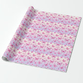 Rosa Schmetterlinge und Blumenmuster Geschenkpapier (Ungerollt)