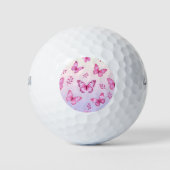 Rosa Schmetterlinge und Blumenmuster Golfball (Vorderseite)