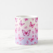 Rosa Schmetterlinge und Blumenmuster Kaffeetasse (Mittel)