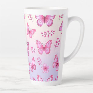 Rosa Schmetterlinge und Blumenmuster Milchtasse
