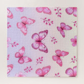 Rosa Schmetterlinge und Blumenmuster Puzzle (Horizontal)