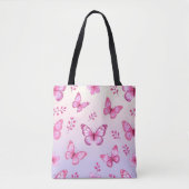 Rosa Schmetterlinge und Blumenmuster Tasche (Vorderseite)