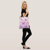 Rosa Schmetterlinge und Blumenmuster Tasche (Am Model)