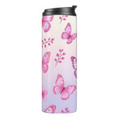 Rosa Schmetterlinge und Blumenmuster Thermosbecher (Nach links gedreht)