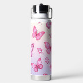 Rosa Schmetterlinge und Blumenmuster Trinkflasche (Hinten)