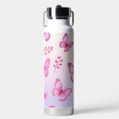 Rosa Schmetterlinge und Blumenmuster Trinkflasche (Vorderseite)