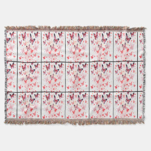 Rosa Schmetterlinge und Herzen Romantisch Decke
