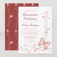 Rosa Schmetterlinge und Wirbel Quinceanera