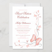 Rosa Schmetterlinge und Wirbel Süß 16 Magneteinladung (Vorderseite)