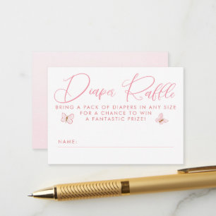 Rosa Schmetterlinge Windel-Raffle Baby Shower Tick Begleitkarte