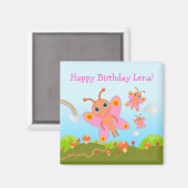 Rosa Schmetterlinge wünschen Happy Birthday Magnet (Vorderseite/Rückseite)