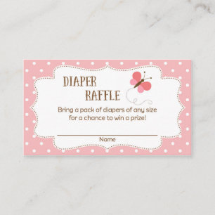 Rosa Schmetterlings-Babyparty-WindelRaffle Begleitkarte