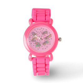 Rosa Schmetterlings-Damen-Uhr Armbanduhr