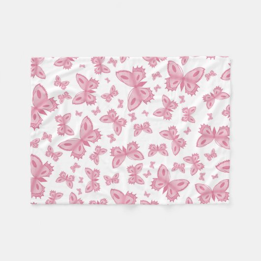 Rosa Schmetterlings-Fleece Fleecedecke (Vorderseite (Horizontal))
