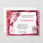 Rosa Schmetterlings-Geburtstags-Party Einladung (Vorne/Hinten)